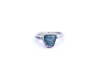 Oxidized Silver Aquamarine ring | Raw aquamarine ring