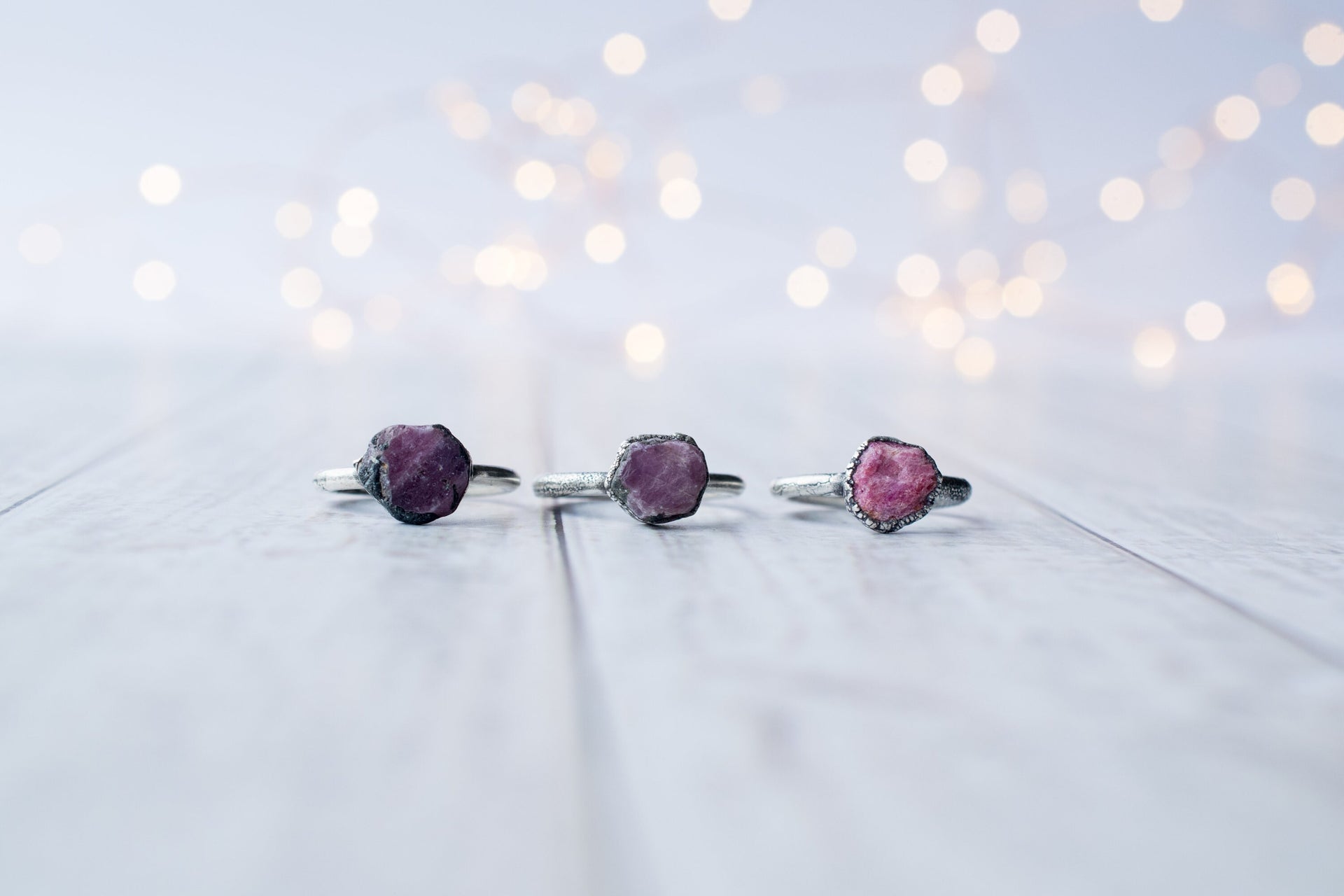 Oxidized Silver Ruby ring | Red ruby crystal ring