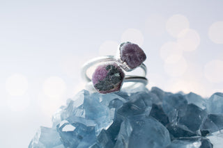 SALE Silver Ruby ring | Red ruby crystal ring