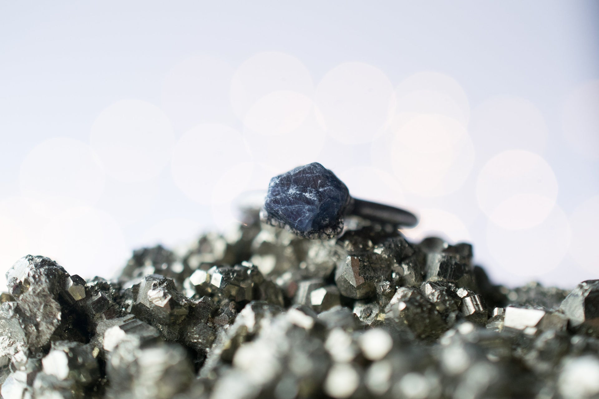 Oxidized Silver Sapphire ring | Blue sapphire ring
