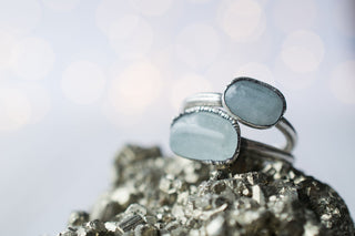 Oxidized Silver Aquamarine ring | Raw aquamarine ring