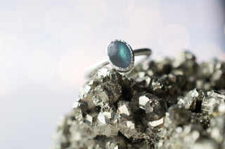 SALE Silver Labradorite ring | Gemstone stacking ring