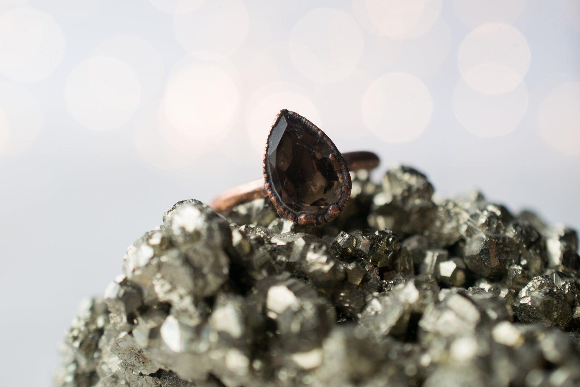 Smokey Quartz ring | Organic stone stacking ring