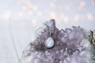 Rainbow moonstone necklace | Teardrop Moonstone Pendant