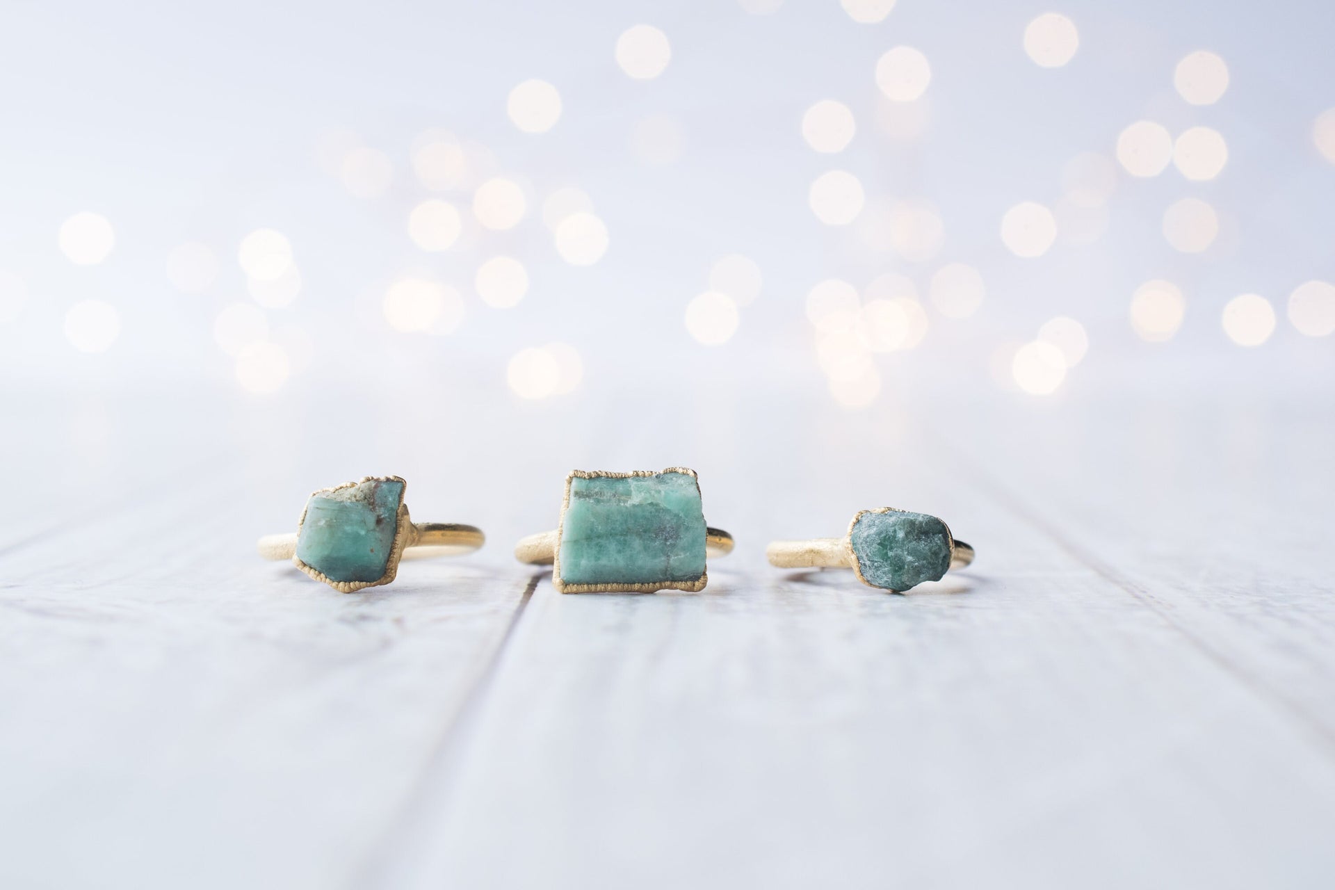 Gold Emerald ring | Rough emerald ring