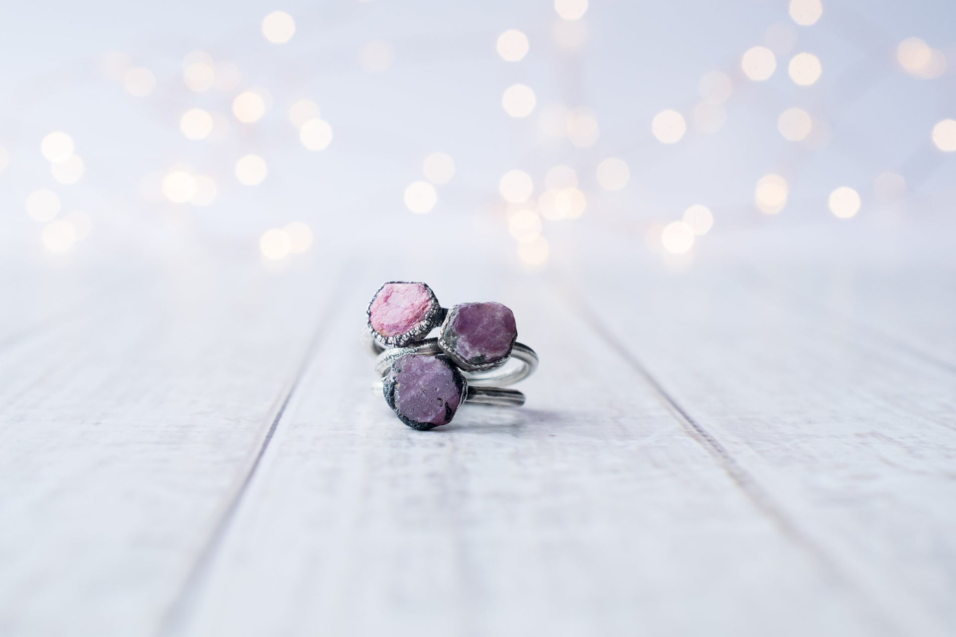Oxidized Silver Ruby ring | Red ruby crystal ring