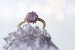 SALE Gold Ruby ring | Red ruby crystal ring
