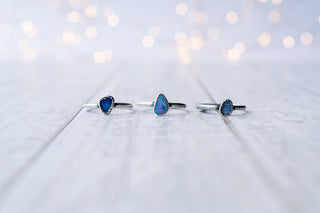 Oxidized Silver Opal Ring | Fiery opal ring