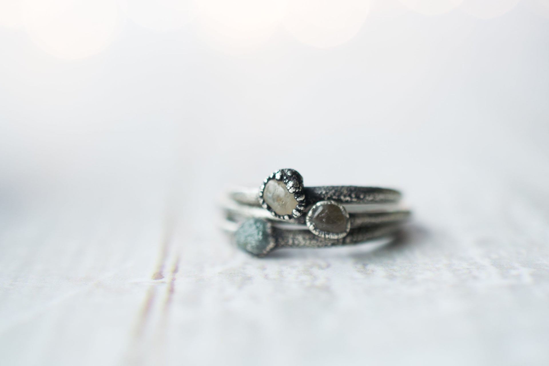 Oxidized Silver Sapphire ring | Tumbled sapphire ring