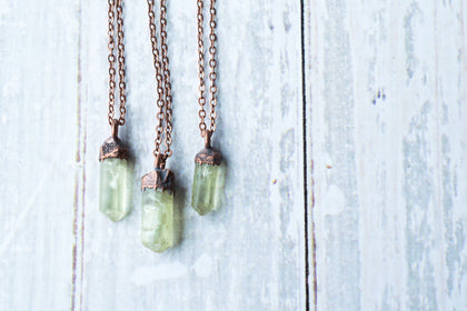 Raw apatite necklace | Raw apatite crystal pendant