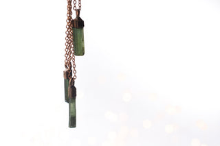 Raw tourmaline necklace | Green tourmaline crystal necklace