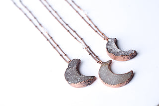 Druzy Moon Necklace | Crescent Moon Necklace