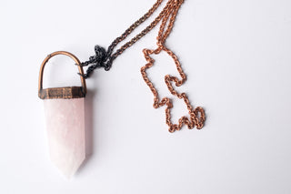 Rose Quartz crystal necklace | Electroformed crystal necklace