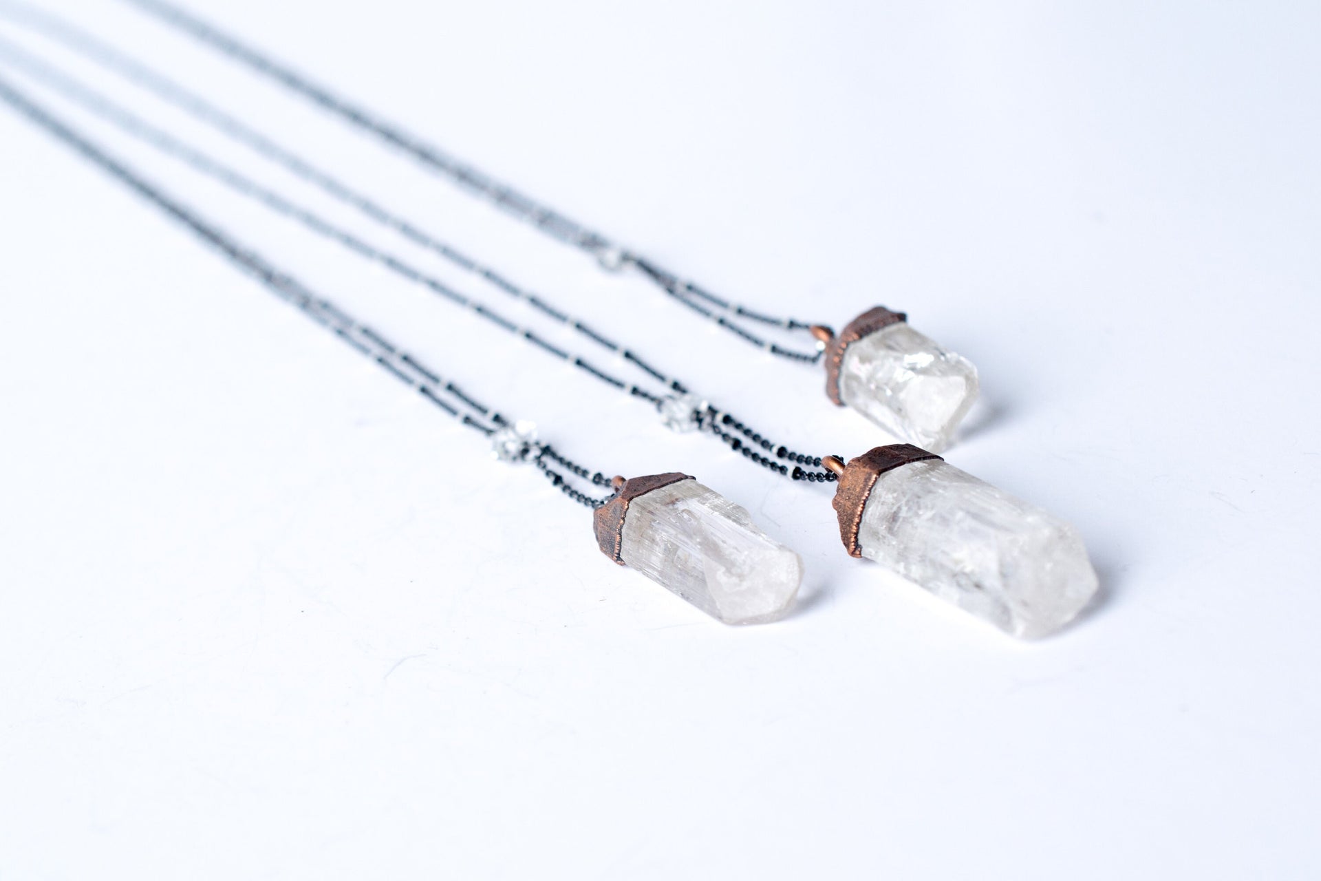 Danburite sterling silver necklace | Large crystal necklace
