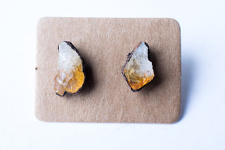Raw citrine earrings | Citrine crystal studs