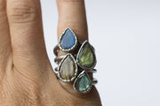 Silver Labradorite ring | Gemstone stacking ring