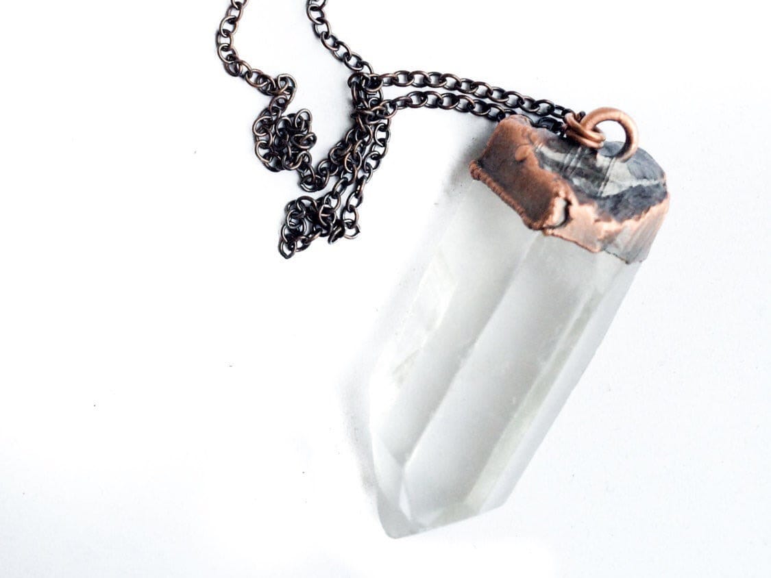 Carrie Clear Crystal Pendant | Large, Faceted Crystal Necklace