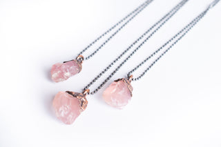 Rose quartz necklace | Electroformed crystal necklace