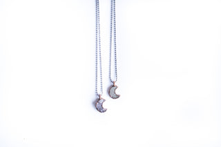Druzy crystal moon necklace | Electroformed druzy necklace