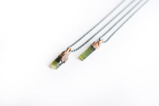Raw tourmaline necklace | Green tourmaline necklace
