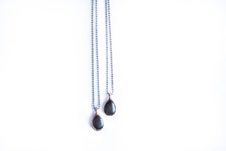 Gold sheen obsidian necklace | Raw obsidian jewelry