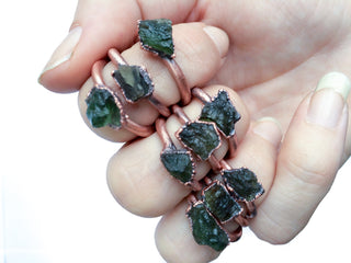Genuine Moldavite Ring | Czech moldavite stacking ring
