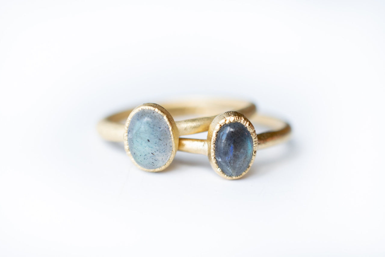 Gold Labradorite ring | Gemstone stacking ring