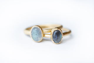 SALE Gold Labradorite ring | Gemstone stacking ring