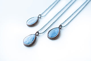 Kyanite teardrop necklace | Raw kyanite jewelry