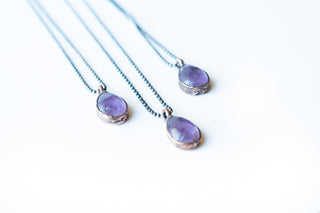 Amethyst teardrop necklace | February Birthstone pendant