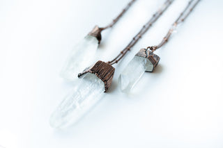 Quartz crystal necklace | Large raw quartz necklace