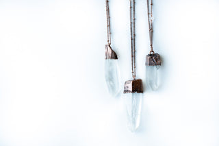Quartz crystal necklace | Large raw quartz necklace