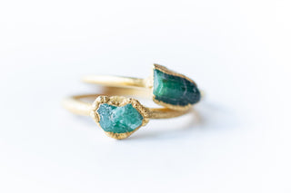SALE Gold Emerald ring | Rough emerald ring