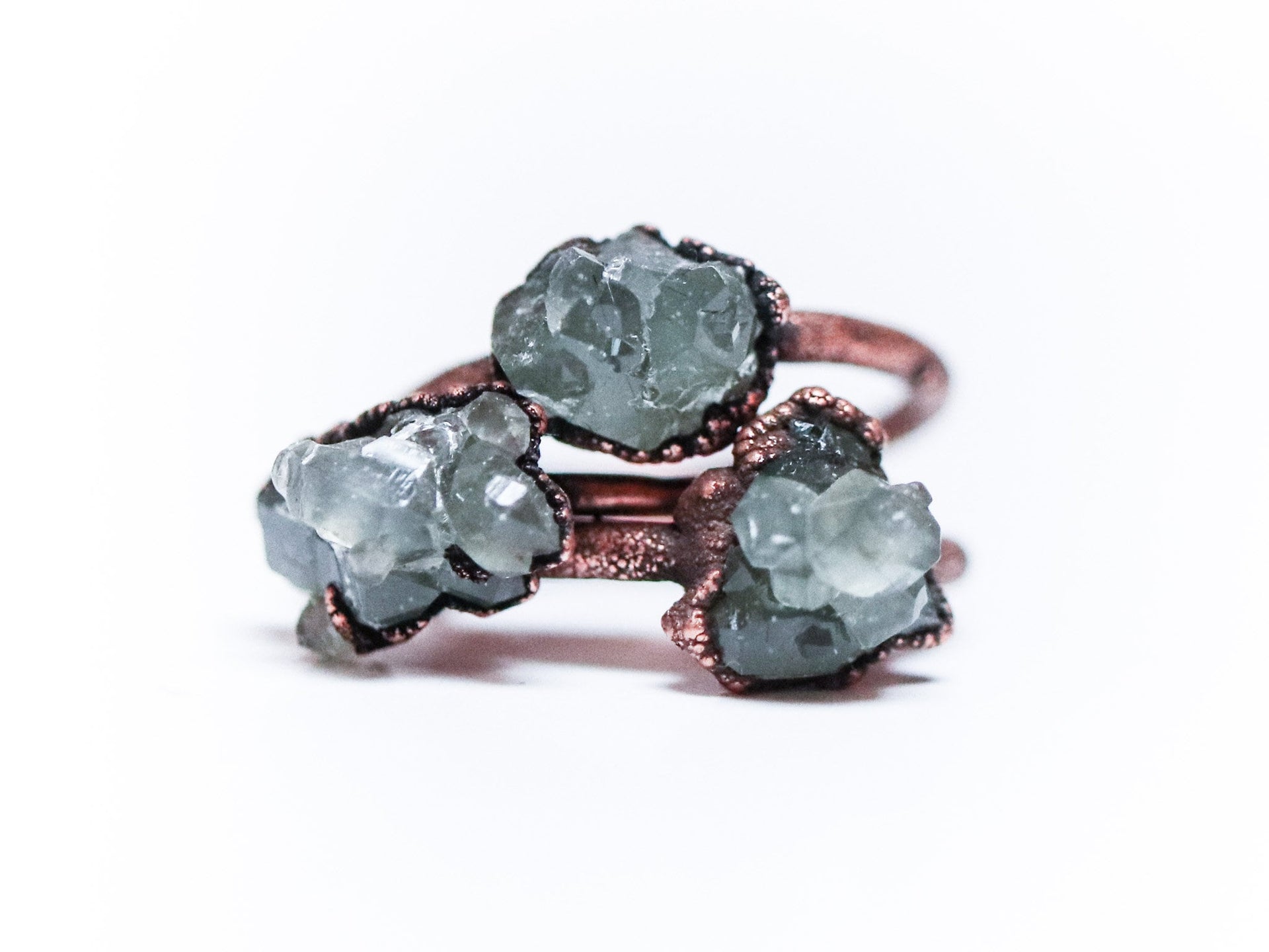 Raw crystal cluster ring | Chlorite Quartz cluster ring | Electroformed crystal ring | Crystal quartz ring | Quartz chlorite statement ring