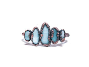 Multi Stone Ring | Raw crystal ring | Amazonite ring | Electroformed copper amazonite ring | Amazonite crystal ring | Raw amazonite jewelry