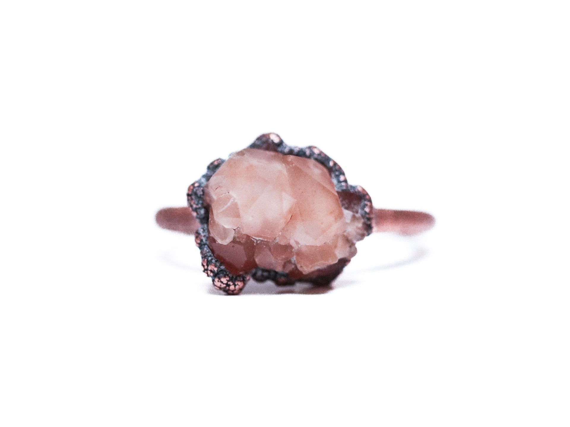 Pecos diamond ring | Raw crystal ring | Electroformed copper crystal ring | Crystal quartz ring | Rock quartz crystal statement ring