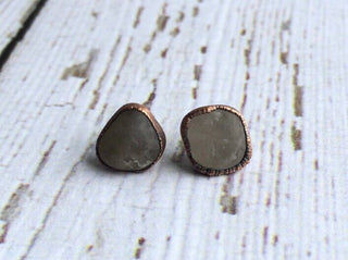Beach pebble earrings | Martha's Vineyard beach pebble sterling silver post earring