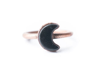 Black obsidian ring | Obsidian moon ring