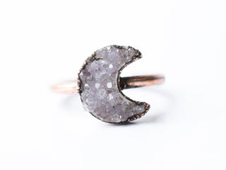 Druzy Moon Ring | Crystal Moon Ring
