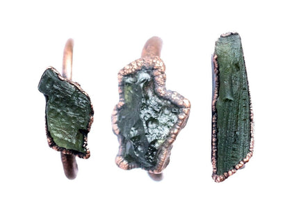 Genuine Moldavite Ring | Czech moldavite stacking ring