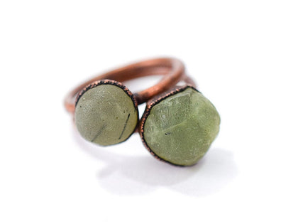 SALE Raw Prehnite ring | Prehnite crystal ring