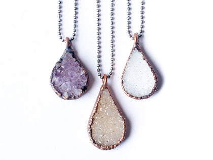 Druzy droplet necklace | Druzy crystal necklace