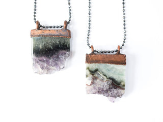 Amethyst crystal necklace | Amethyst slice pendant | Electroformed raw amethyst necklace | Raw crystal jewelry