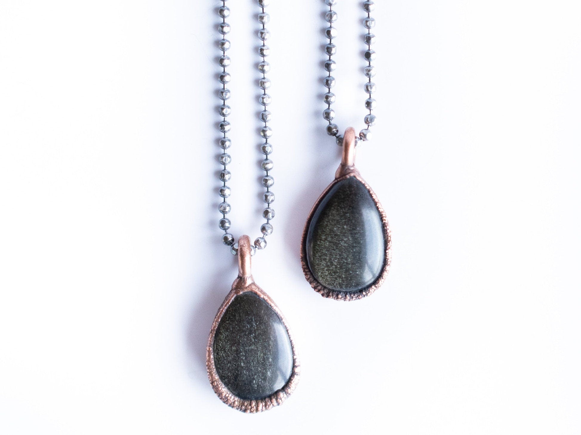 Gold sheen obsidian necklace Raw obsidian jewelry – HAWKHOUSE