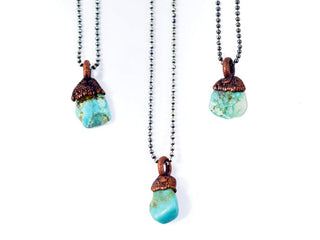 Turquoise sterling necklace | Raw turquoise jewelry