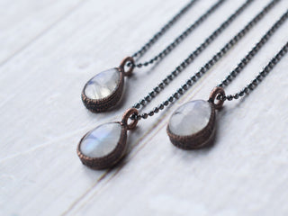 Rainbow moonstone necklace | Teardrop Moonstone Pendant