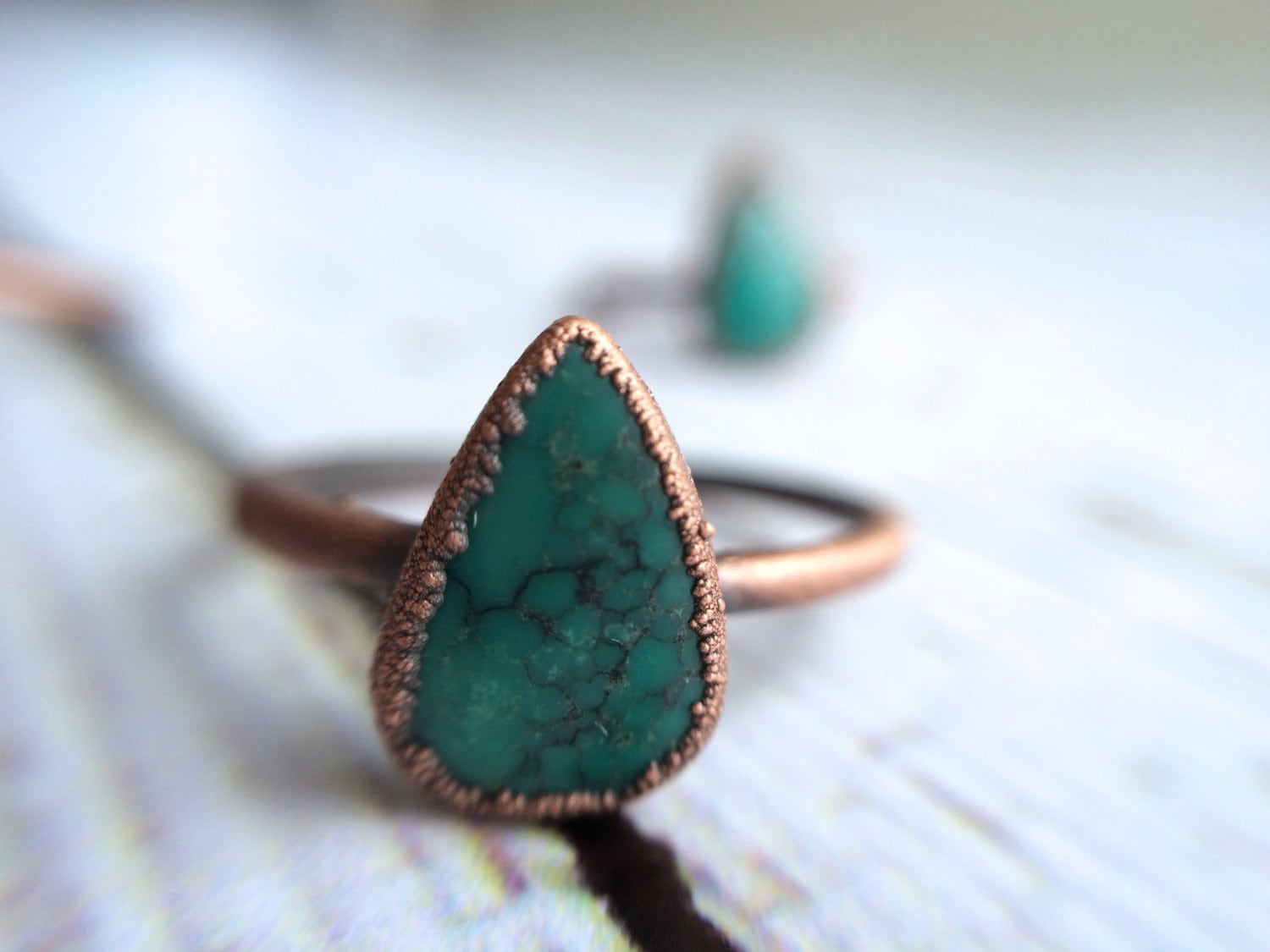 Turquoise ring | Simple stone stacking ring