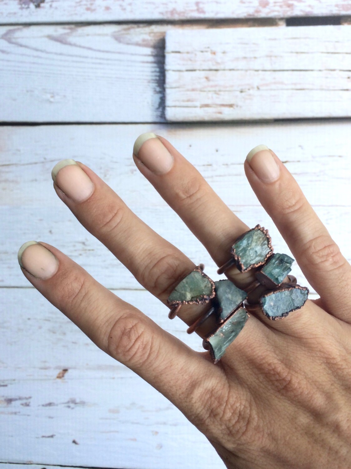 Chunky aquamarine ring | Rough aquamarine gemstone ring
