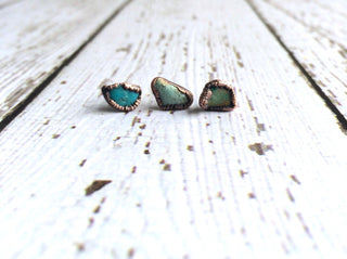 Raw turquoise stud earrings | Turquoise nugget sterling silver post earring