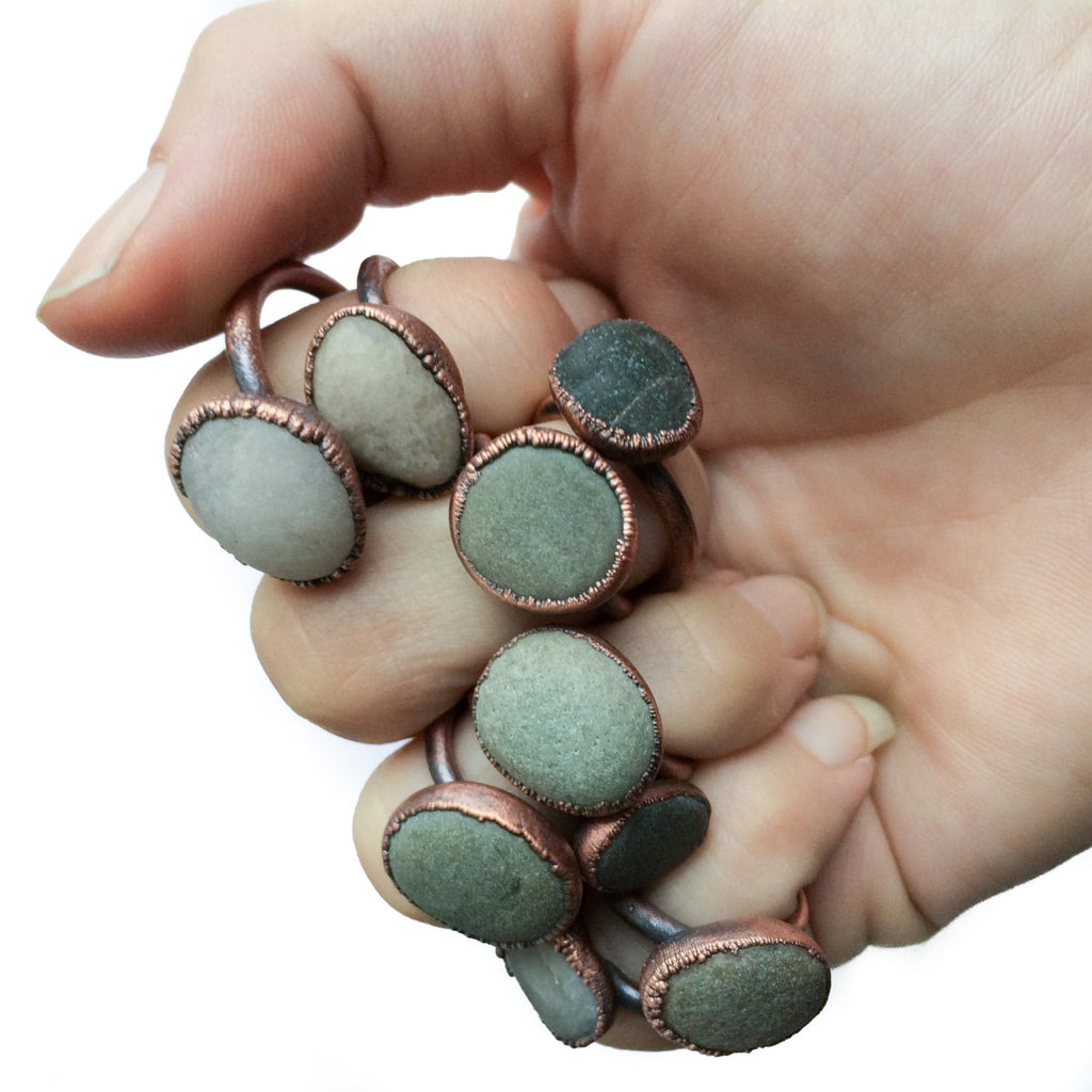 Beach pebble ring | Organic stone stacking ring – HAWKHOUSE
